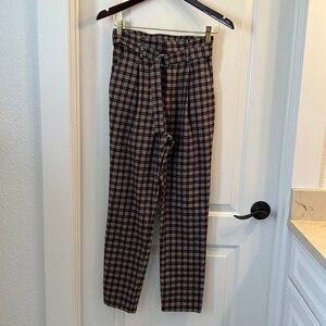 Hollister Ultra High Rise Pants Plaid Belted Black Red Beige Women's Size XS